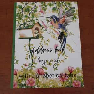 Spring Floral Hummingbird Large Print Address Book New
